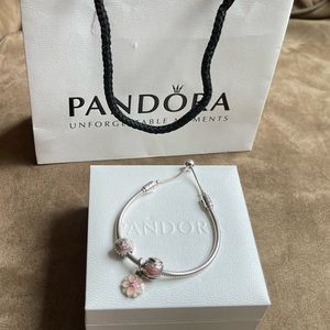 NEW Pandora Slider Tennis Bracelet & 3 Pandora Charms